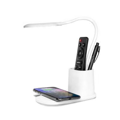 Настольная лампа с беспроводной зарядкой Tenza, белая Настольная лампа с беспроводной зарядкой Tenza, белая
