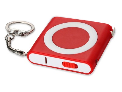 Брелок-рулетка с фонариком, 1 м., красный/белый Брелок-рулетка с фонариком, 1 м., красный/белый