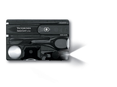 Швейцарская карточка VICTORINOX SwissCard Lite, 13 функций, полупрозрачная чёрная Швейцарская карточка VICTORINOX SwissCard Lite, 13 функций, полупрозрачная чёрная