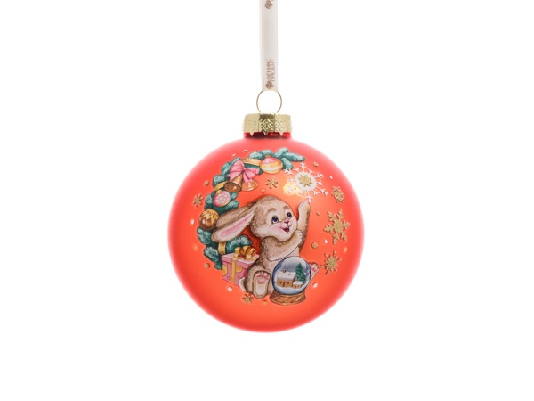 Стеклянный шар Зайчик (красный) Стеклянный шар Зайчик (красный)