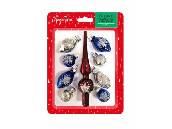 Новогоднее подвесное украшение Красивый набор из стекла, набор из 9 шт / 12*3*3,  5*25*5см Новогоднее подвесное украшение Красивый набор из стекла, набор из 9 шт / 12*3*3,  5*25*5см
