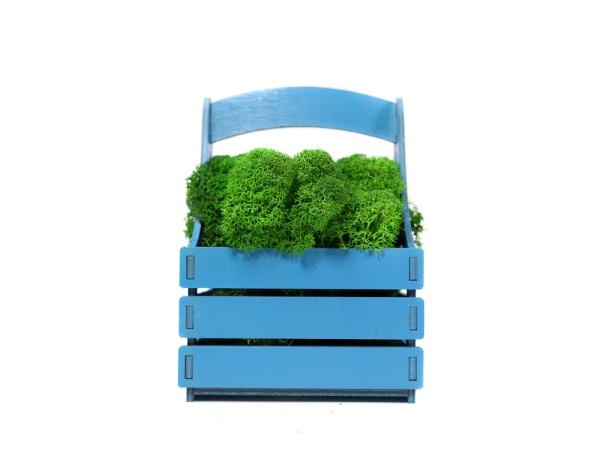 Композиция Корзинка со мхом, синий Композиция Корзинка со мхом, синий